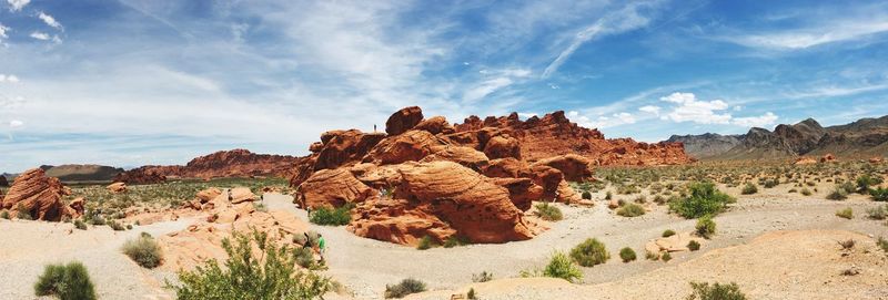 Panoramic view of rock formations in desert