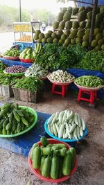 Food for sale at market stall