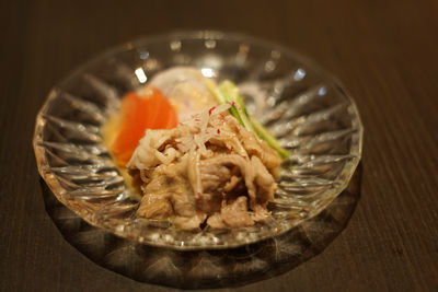 High angle view of food in bowl on table