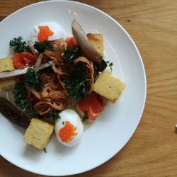 High angle view of meal served in plate
