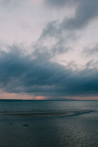 Scenic view of sea against cloudy sky