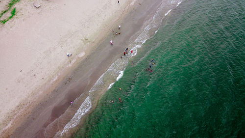 High angle view of people on beach