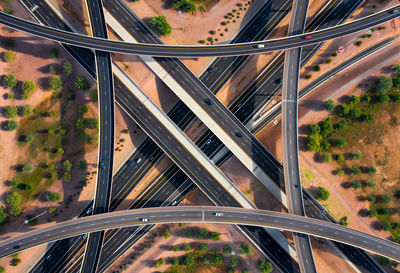 High angle view of modern building in city