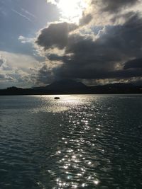 Scenic view of sea against sky at sunset