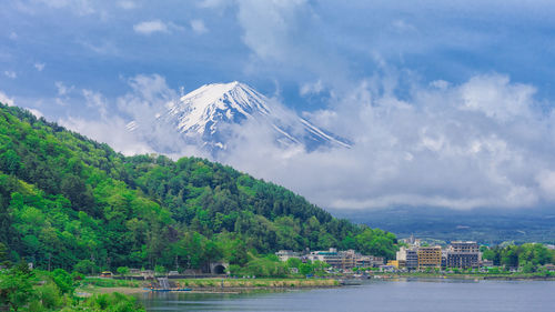 Scenic view of mountains against sky