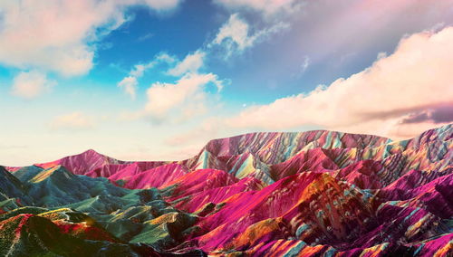 Mount viniknka ,rainbow mountain in the cusco region of peru 