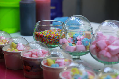 Five-color cotton candy, multi-colored nuggets in ho thi ky street food, ho chi minh city