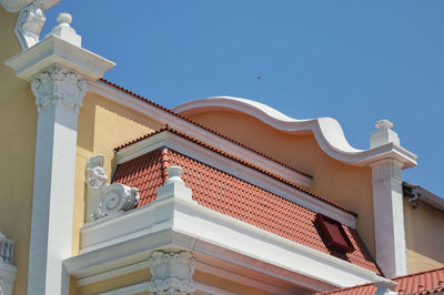 Low angle view of building against clear sky