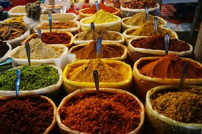 Variety of food for sale at market stall