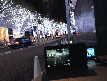 Close-up view of illuminated laptop