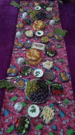 High angle view of fruits on table