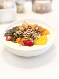 Close-up of breakfast served in plate