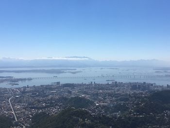 High angle view of buildings against sky