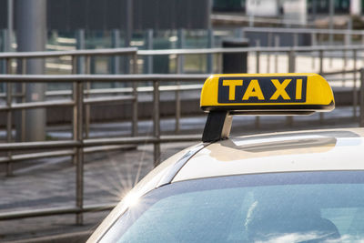 Information sign on car in city