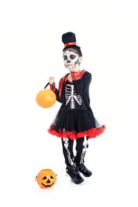 Low angle view of pumpkins against white background
