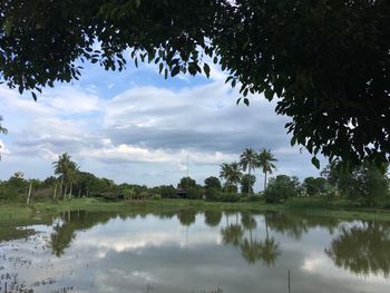 Scenic view of lake against sky