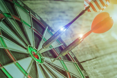 Low angle view of bicycle wheel