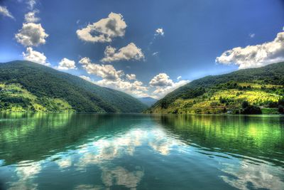 Scenic view of lake against sky