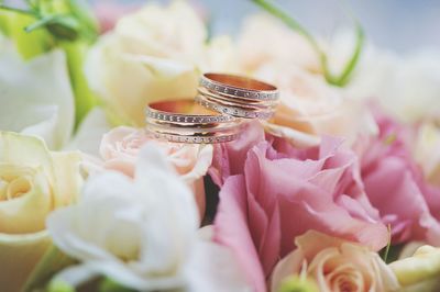 Close-up of roses on rose bouquet