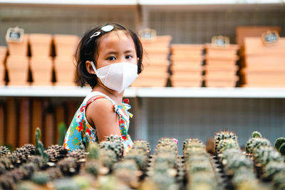 Portrait of a girl in store