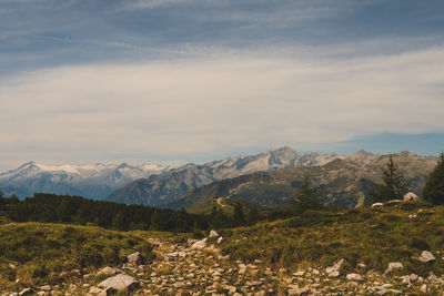 Scenic view of mountains against sky