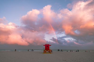 Scenic view of beach against sky during sunset