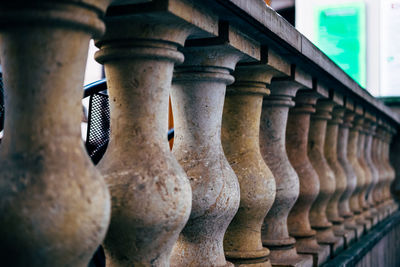Close-up view of balusters