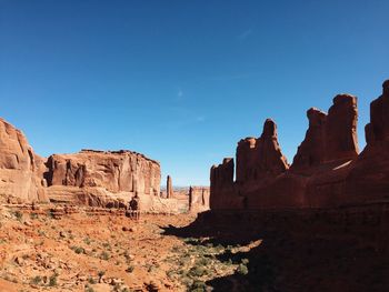 Scenic view of rock formations against sky