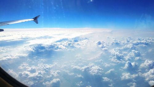 Cropped image of airplane flying over landscape