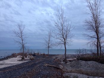 Scenic view of sea against cloudy sky