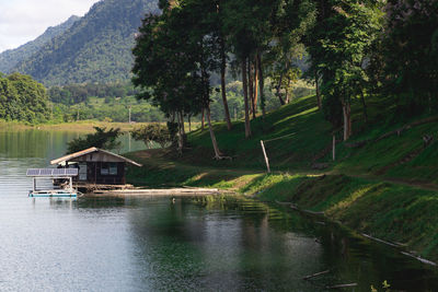 Scenic view of lake by trees