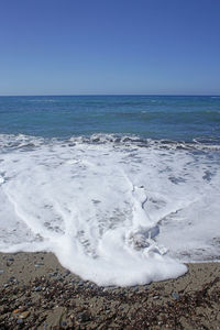 Scenic view of sea against clear sky