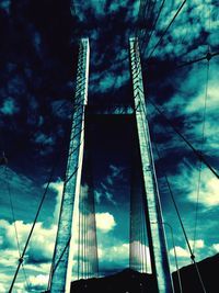 Low angle view of modern building against cloudy sky