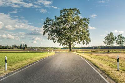 Road amidst trees against sky