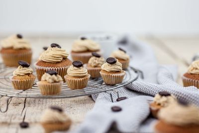 Close-up of cupcakes on table