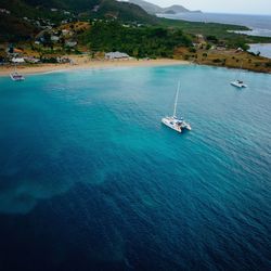 Boat sailing in sea