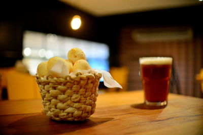 Close-up of food on table