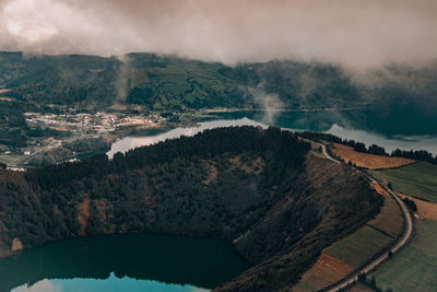 Early foggy morning sunrise from the mountains of azores