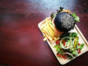 High angle view of food on table