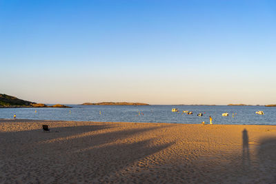 Scenic view of beach against clear sky