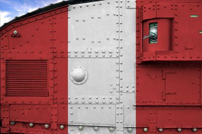 Close-up of red train