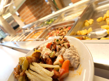 Close-up of meal served in plate