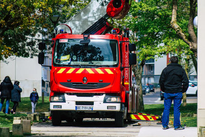 Rear view of man standing on street