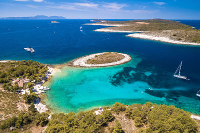 High angle view of sea against sky