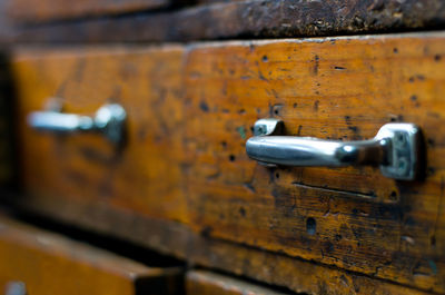 Close-up of old metal door