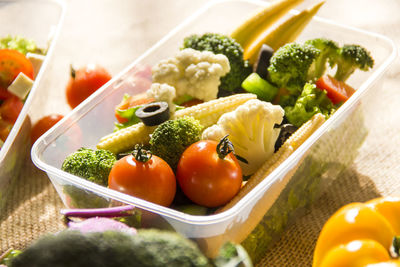 Close-up of sliced vegetables