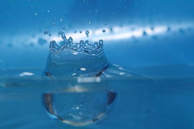 Close-up of water splashing in drinking glass