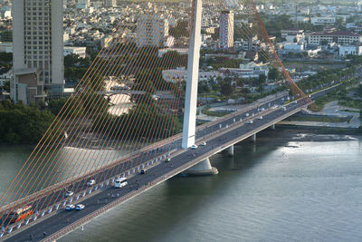 High angle view of bridge over river in city