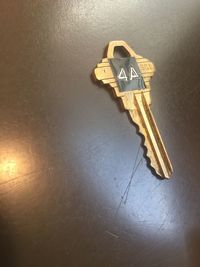 High angle view of art on table