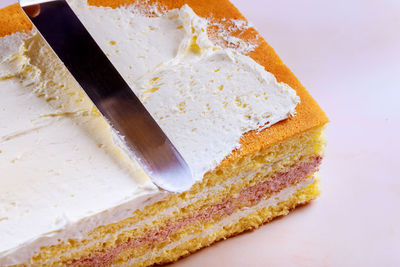 Close-up of cake slice in plate